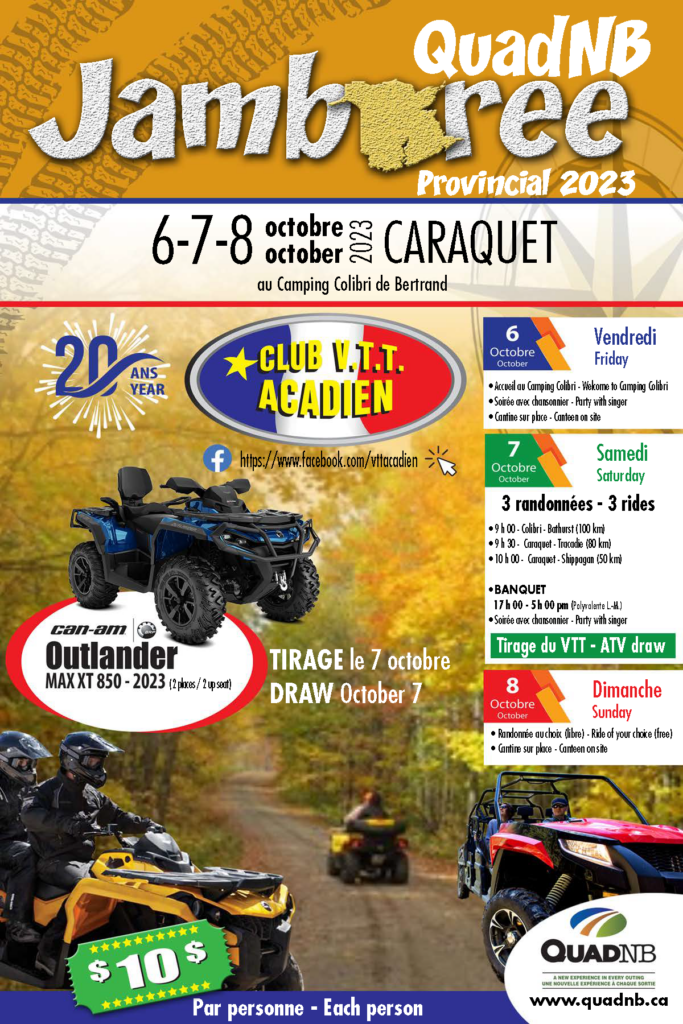 QUADNB 2023 ANNUAL PROVINCIAL JAMBOREE & CLUB V.T.T. ACADIEN LTÉE 20TH